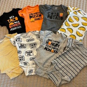 Onesies Brand Short Sleeve Snap Bundle 8x 3-6M Funny Food EUC!